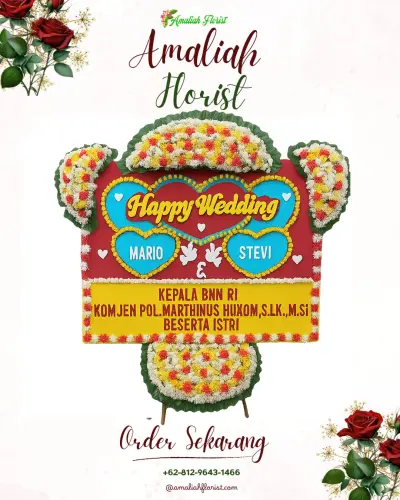 Karangan Papan Bunga Pernikahan di Candali